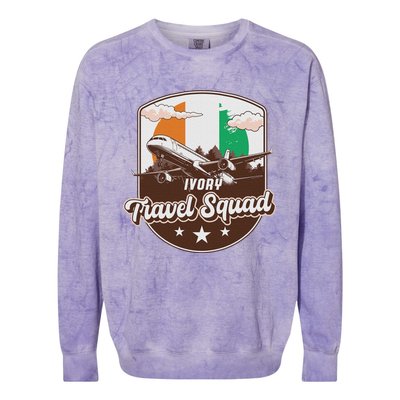 Ivory Travel Squad Adventure Airplane Travel Ivory Coast Colorblast Crewneck Sweatshirt