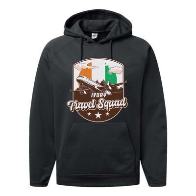 Ivory Travel Squad Adventure Airplane Travel Ivory Coast Performance Fleece Hoodie