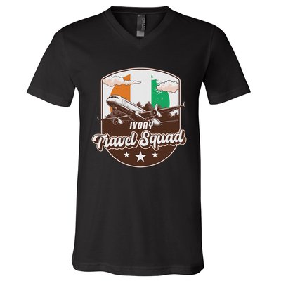 Ivory Travel Squad Adventure Airplane Travel Ivory Coast V-Neck T-Shirt