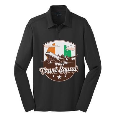 Ivory Travel Squad Adventure Airplane Travel Ivory Coast Silk Touch Performance Long Sleeve Polo