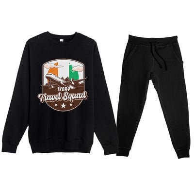 Ivory Travel Squad Adventure Airplane Travel Ivory Coast Premium Crewneck Sweatsuit Set