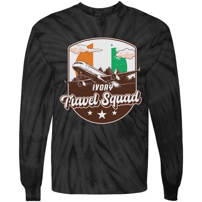 Ivory Travel Squad Adventure Airplane Travel Ivory Coast Tie-Dye Long Sleeve Shirt