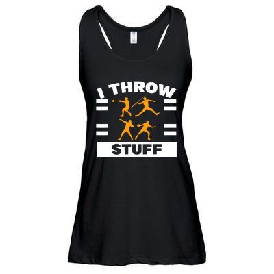 I Throw Stuff Shot Put Discus Track And Field Thrower Ladies Essential Flowy Tank