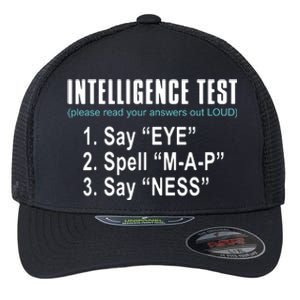 Intelligence Test Say Eye M A P Ness Funny Dad Joke Flexfit Unipanel Trucker Cap