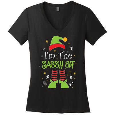 I'm The Sassy Elf Matching Family Christmas Women's V-Neck T-Shirt