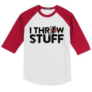 I Throw Stuff Shot Put Athlete Throwing Discus Track Field Kids Colorblock Raglan Jersey