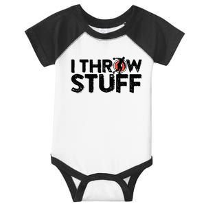 I Throw Stuff Shot Put Athlete Throwing Discus Track Field Infant Baby Jersey Bodysuit