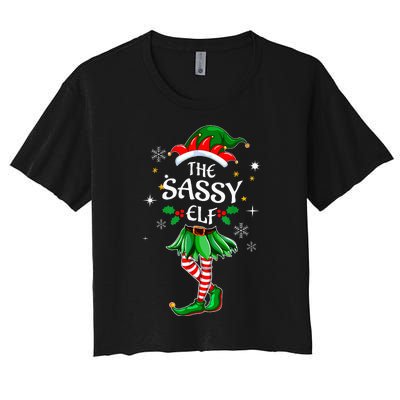 I'm The Sassy Elf Cute Family Christmas Matching  Women's Crop Top Tee