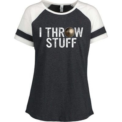 I Throw Stuff Shot Put Athlete Throwing Discus Track Field Enza Ladies Jersey Colorblock Tee