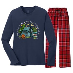 If The Stars Were Made To Worship So Will I Camping Women's Long Sleeve Flannel Pajama Set 