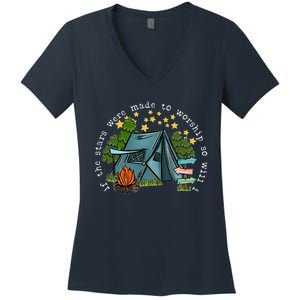 If The Stars Were Made To Worship So Will I Camping Women's V-Neck T-Shirt