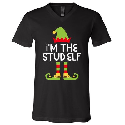 IM The Stud Elf Matching Christmas Elf V-Neck T-Shirt