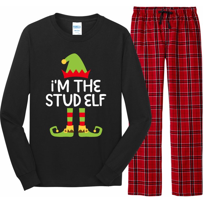 IM The Stud Elf Matching Christmas Elf Long Sleeve Pajama Set