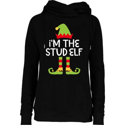 IM The Stud Elf Matching Christmas Elf Womens Funnel Neck Pullover Hood