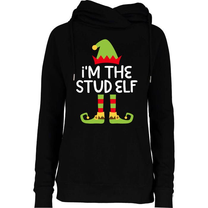 IM The Stud Elf Matching Christmas Elf Womens Funnel Neck Pullover Hood