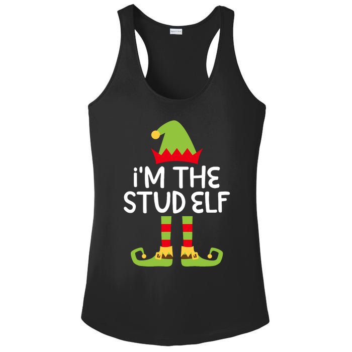 IM The Stud Elf Matching Christmas Elf Ladies PosiCharge Competitor Racerback Tank