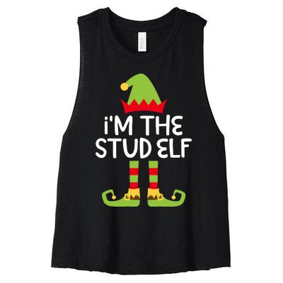 IM The Stud Elf Matching Christmas Elf Women's Racerback Cropped Tank