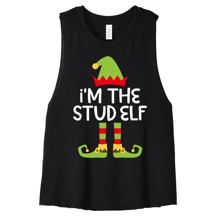 IM The Stud Elf Matching Christmas Elf Women's Racerback Cropped Tank