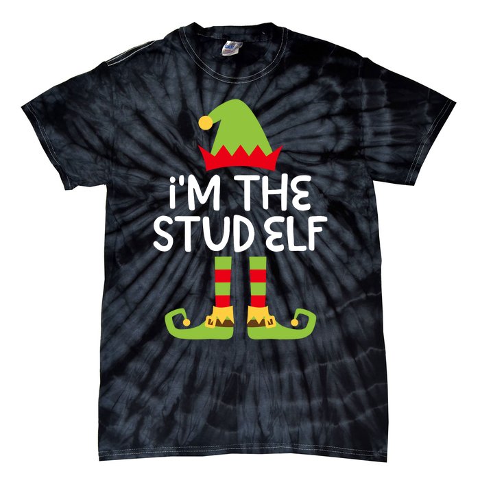 IM The Stud Elf Matching Christmas Elf Tie-Dye T-Shirt