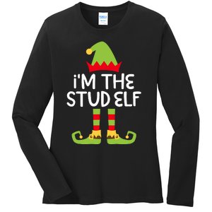 IM The Stud Elf Matching Christmas Elf Ladies Long Sleeve Shirt