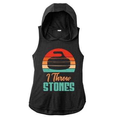 I Throw Stones Curling Gift Ladies PosiCharge Tri-Blend Wicking Draft Hoodie Tank