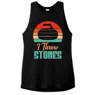 I Throw Stones Curling Gift Ladies PosiCharge Tri-Blend Wicking Tank