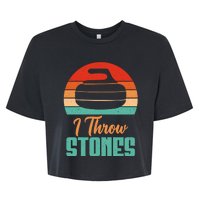 I Throw Stones Curling Gift Bella+Canvas Jersey Crop Tee