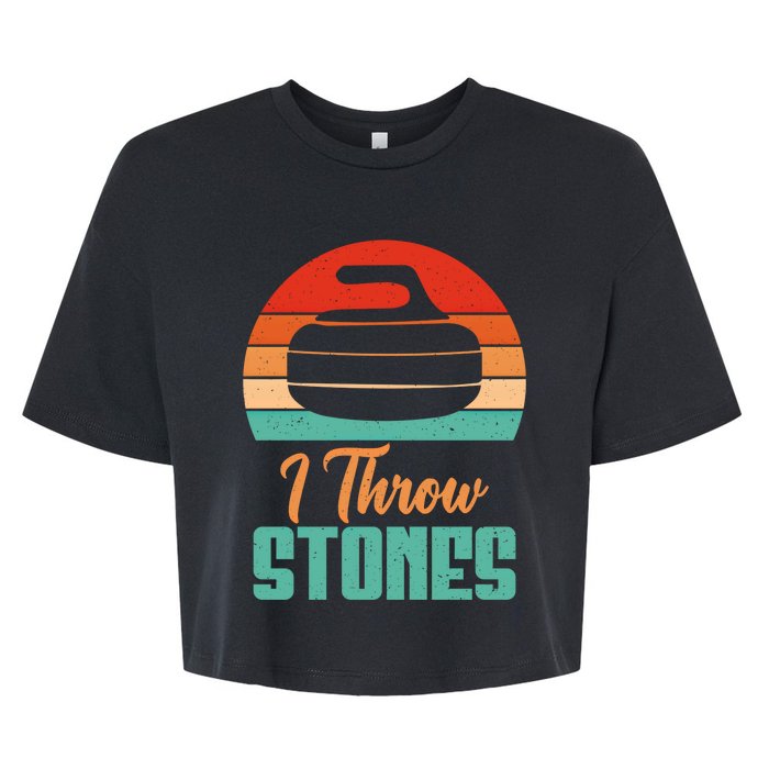 I Throw Stones Curling Gift Bella+Canvas Jersey Crop Tee