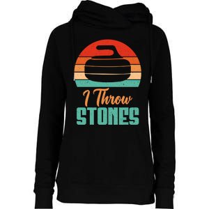 I Throw Stones Curling Gift Womens Funnel Neck Pullover Hood