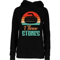 I Throw Stones Curling Gift Womens Funnel Neck Pullover Hood