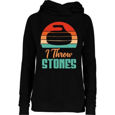 I Throw Stones Curling Gift Womens Funnel Neck Pullover Hood