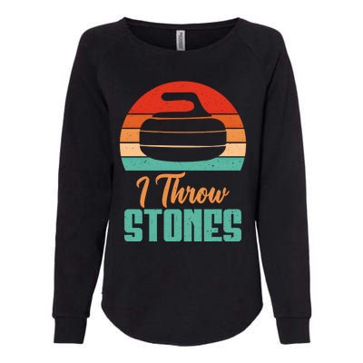 I Throw Stones Curling Gift Womens California Wash Sweatshirt