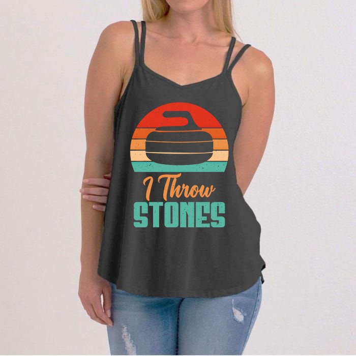 I Throw Stones Curling Gift Women's Strappy Tank