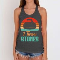 I Throw Stones Curling Gift Women's Knotted Racerback Tank