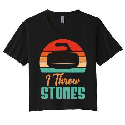 I Throw Stones Curling Gift Women's Crop Top Tee