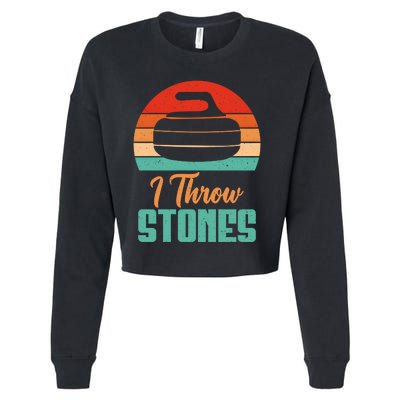 I Throw Stones Curling Gift Cropped Pullover Crew