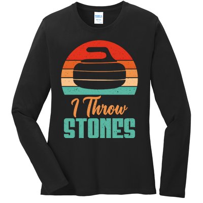 I Throw Stones Curling Gift Ladies Long Sleeve Shirt