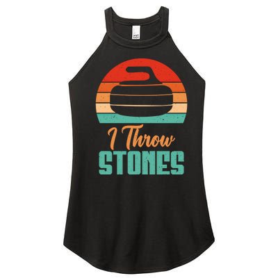 I Throw Stones Curling Gift Women’s Perfect Tri Rocker Tank