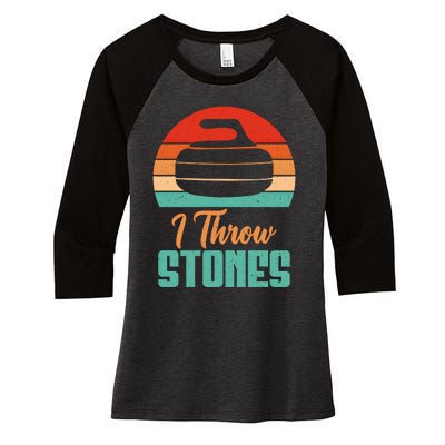 I Throw Stones Curling Gift Women's Tri-Blend 3/4-Sleeve Raglan Shirt