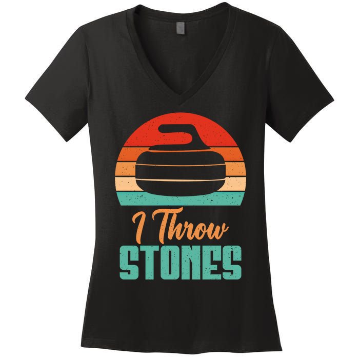 I Throw Stones Curling Gift Women's V-Neck T-Shirt