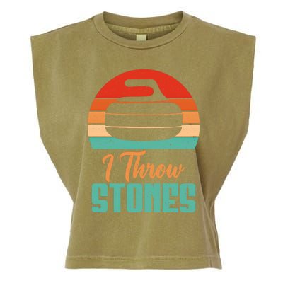 I Throw Stones Curling Gift Garment-Dyed Women's Muscle Tee