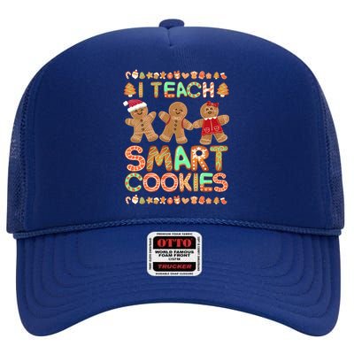 I Teach Smart Cookies Christmas Teacher Funny Gingerbread Meaningful Gift High Crown Mesh Back Trucker Hat