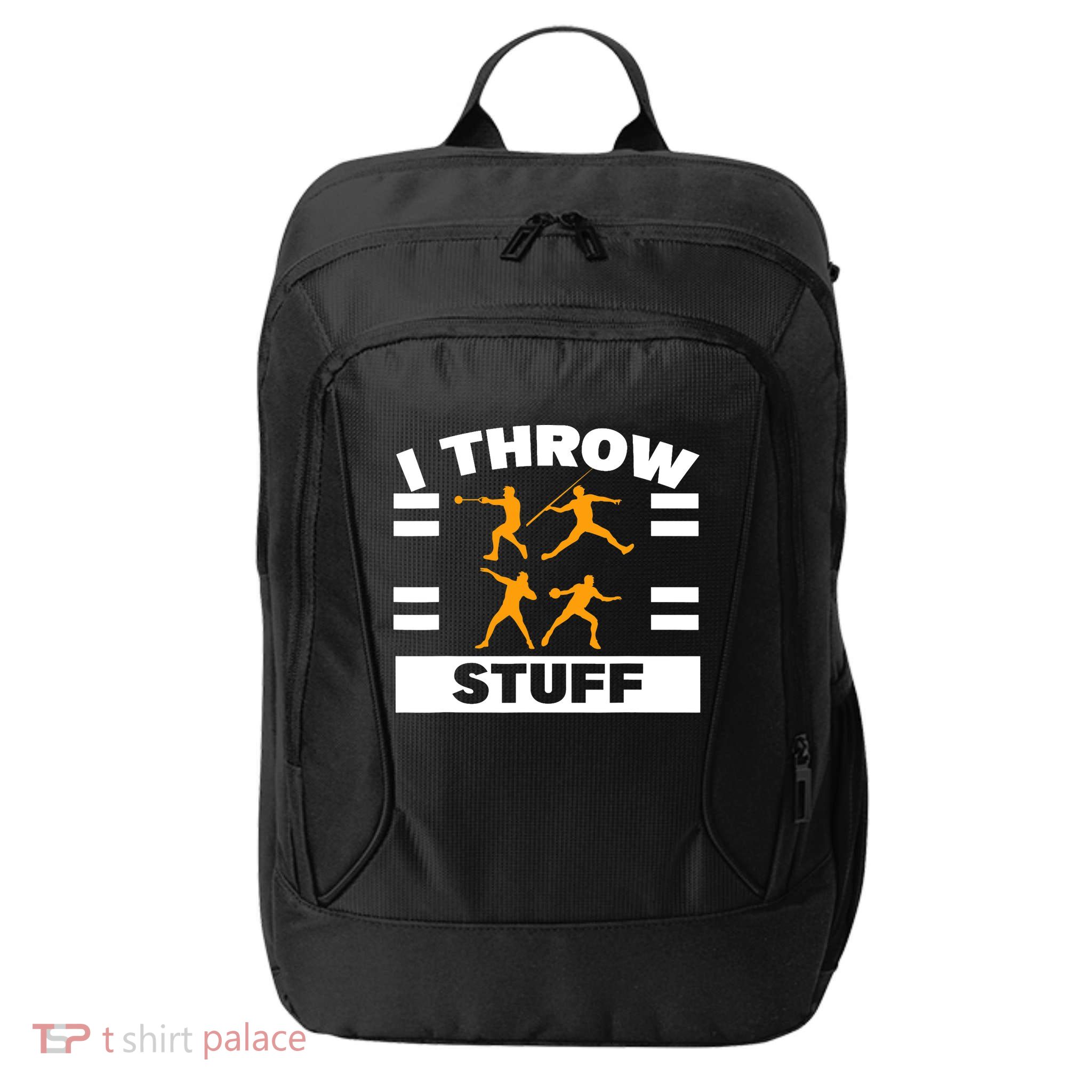 I Throw Stuff Shot Put Discus Track And Field Thrower City Backpack