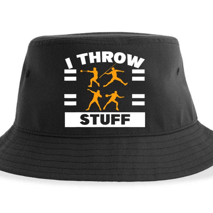 I Throw Stuff Shot Put Discus Track And Field Thrower Sustainable Bucket Hat