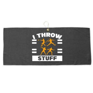 I Throw Stuff Shot Put Discus Track And Field Thrower Large Microfiber Waffle Golf Towel