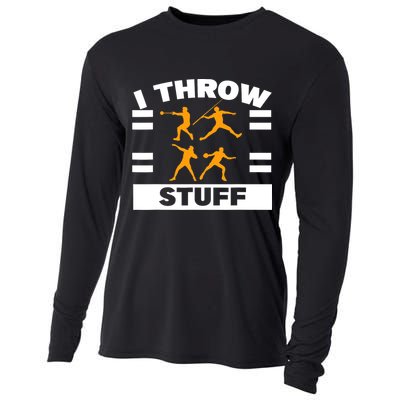 I Throw Stuff Shot Put Discus Track And Field Thrower Cooling Performance Long Sleeve Crew