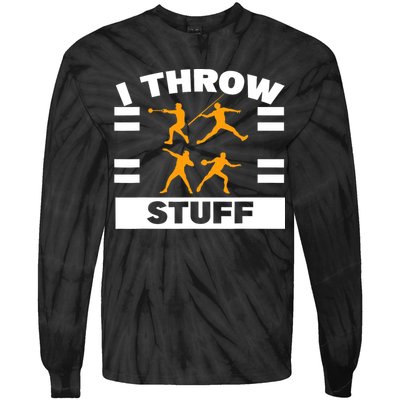 I Throw Stuff Shot Put Discus Track And Field Thrower Tie-Dye Long Sleeve Shirt