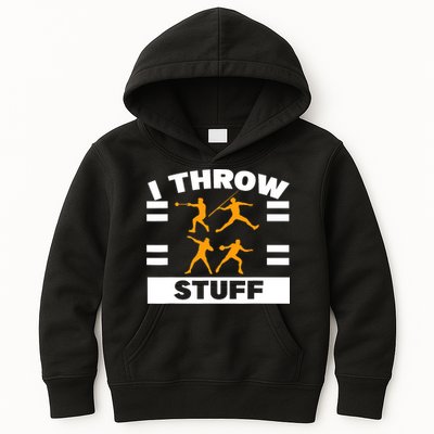 I Throw Stuff Shot Put Discus Track And Field Thrower Kids Hoodie