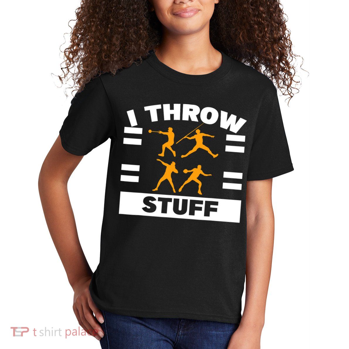 I Throw Stuff Shot Put Discus Track And Field Thrower Kids T-Shirt