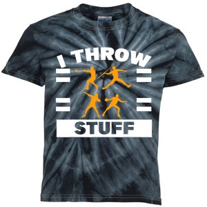 I Throw Stuff Shot Put Discus Track And Field Thrower Kids Tie-Dye T-Shirt